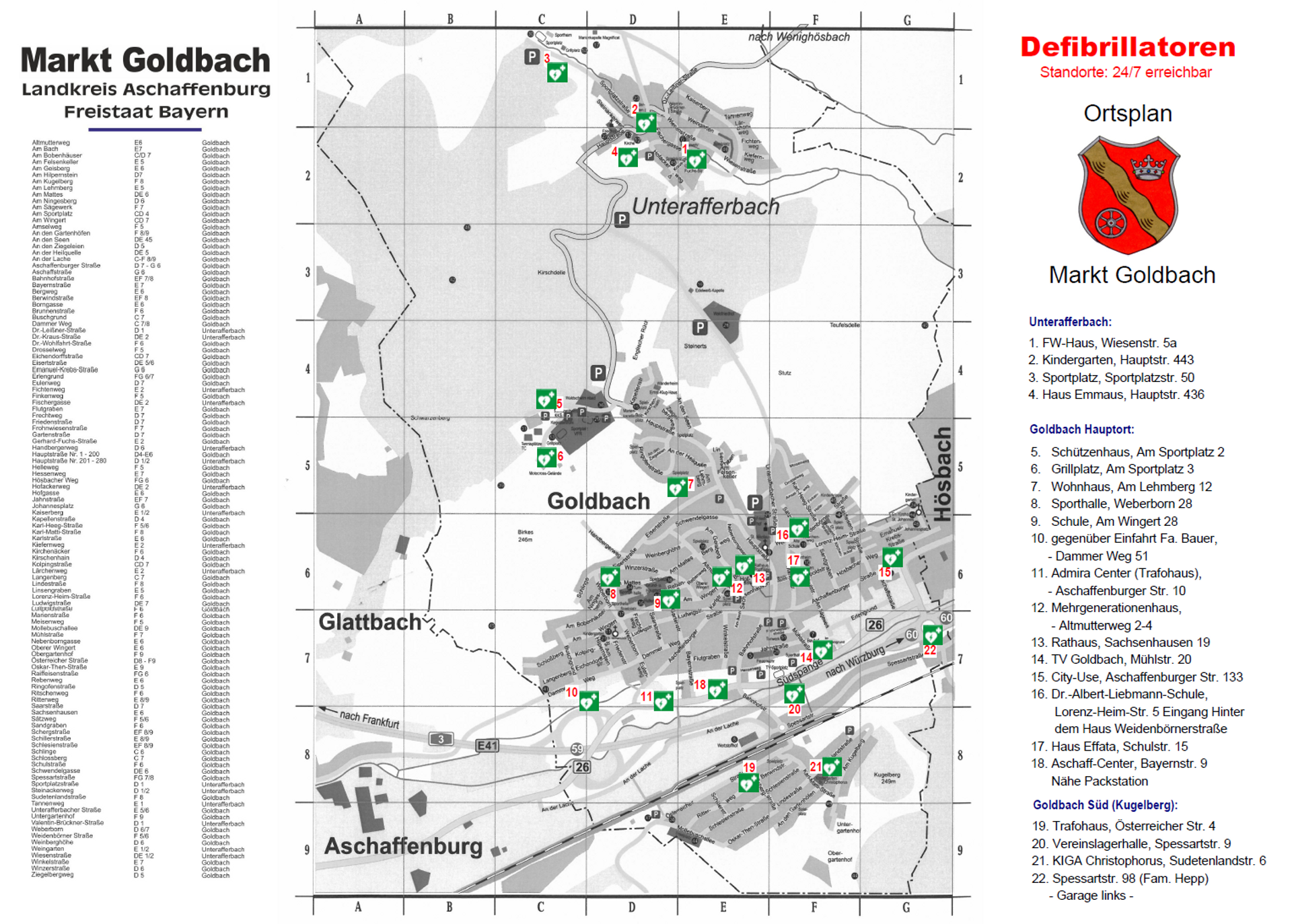 Defibrillatoren-Ortsplan